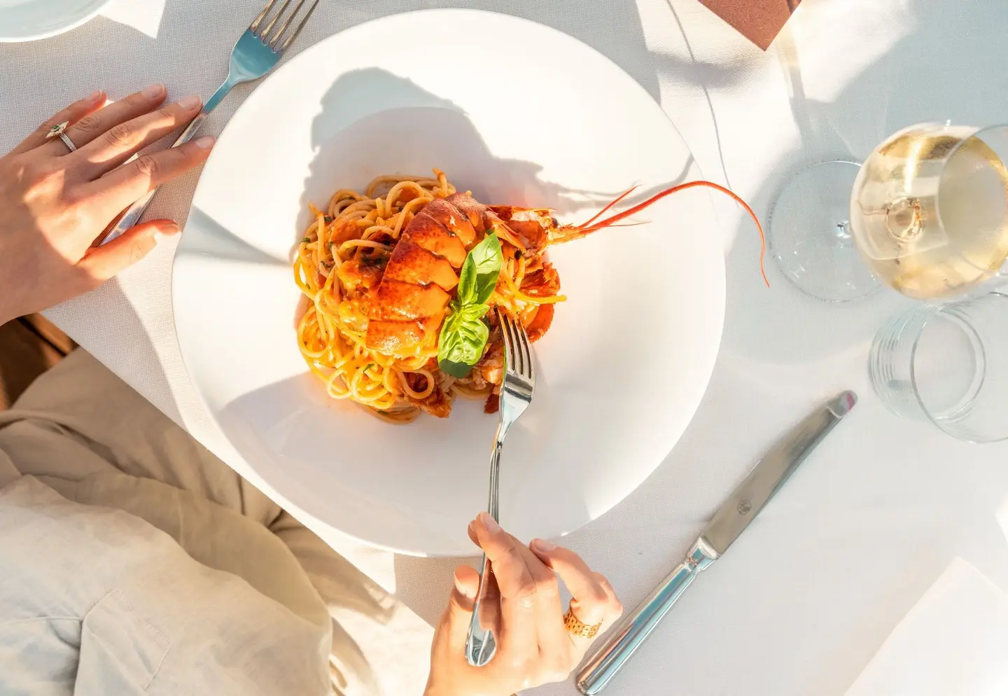 Spaghetti con l'astice, visti dall'alto